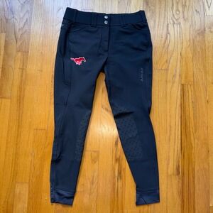 Ariat Pro Series Tri Factor Breeches Black SMU Mustangs Knee Patch Women 26 R